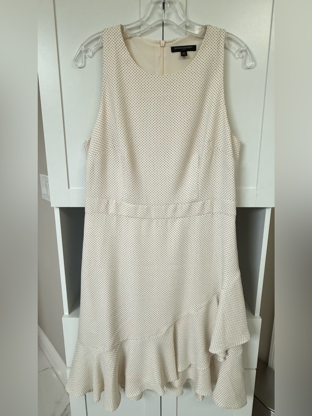 Banana Republic Polka Dot Ruffle Dress Size 10 NWOT Ivory Black
